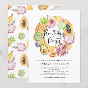 Invitation Aquarelle Fruits tropicaux Fête d'été