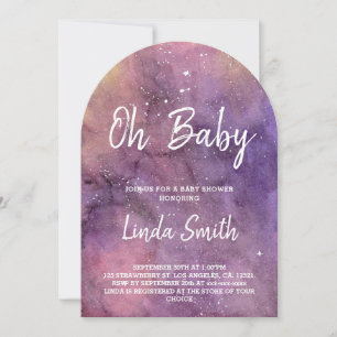 Invitation Aquarelle Galaxie Baby shower céleste Arche