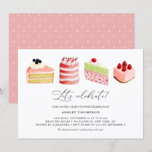 Invitation Aquarelle gâteaux sucrés Baby shower Brunch