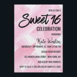 Invitation Aquarelle Géante Rose Fille Brosses Sweet 16<br><div class="desc">Cette pièce est un design girly, moderne et artistique. Il est doté d'une aquarelle rose géante sur un arrière - plan blanc. Cette impression ajoutera sûrement au style personnel de n'importe quelle femme, ce qui la rendra à la mode et branchée. Customisez cette invitation Sweet 16 anniversaire en ajoutant vos...</div>