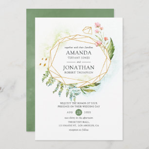 Invitation Aquarelle Géométrique Cristal Mariage