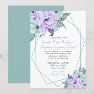 Invitation Aquarelle géométrique de couleur pourpre de la pou