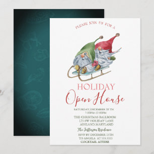 Invitation Aquarelle Gnomes Sleigh Open House