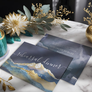 Invitation Aquarelle Gold Mountains Dîner de répétition Maria