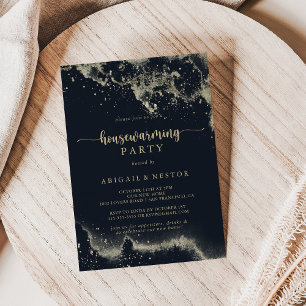Invitation Aquarelle Gold Splash Fête de chauffage domestique