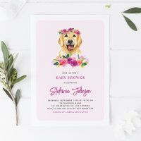 Aquarelle Golden Retriever Baby shower Floral