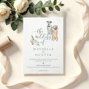 Invitation Aquarelle Golden Retriever & Catahoula Leopard