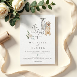 Invitation Aquarelle Golden Retriever & Catahoula Leopard
