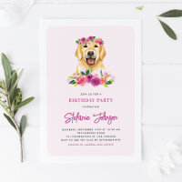 Aquarelle Golden Retriever Floral Chien Anniversai