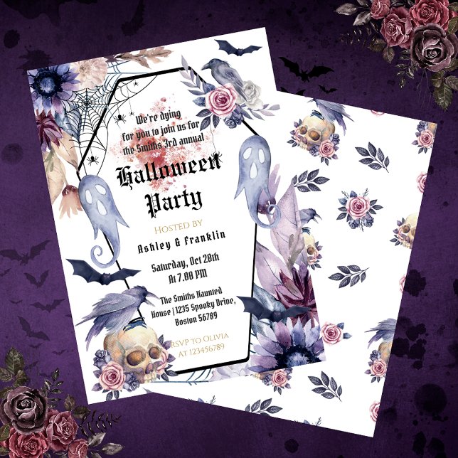 Invitation Aquarelle Gothique Adulte Halloween Party (Créateur téléchargé)