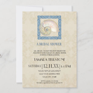 Invitation Aquarelle grecque clé Motif plage Mariage chalet