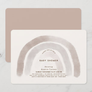 Invitation Aquarelle gris beige arc-en-ciel Baby shower