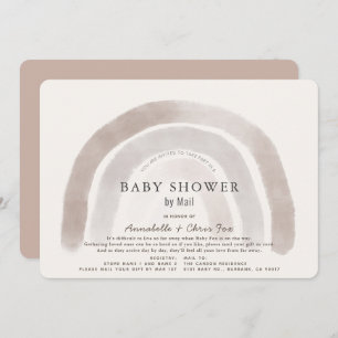 Invitation Aquarelle gris-beige arc-en-ciel Baby shower par c