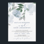 Invitation Aquarelle gris bleu foncé Mariage floral<br><div class="desc">Dusty Blue & Grey Watercolor Floral Wedding Invitations : Cette faire-part de mariage florale douce présente les mots un élégant script de calligraphie lâche ainsi qu'un magnifique bouquet floral d'aquarelle peint en bleu et gris poussiéreux. Le dos a un aspect aquarelle avec une couronne assortie autour des initiales de la...</div>