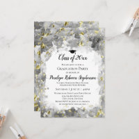 Aquarelle gris Gold Splatter Graduation Party
