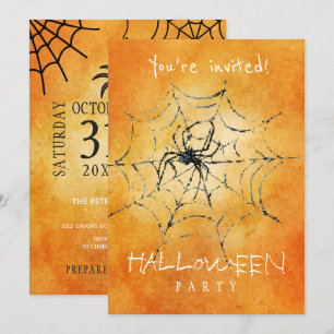 Invitation Aquarelle Halloween tendance araignée déplaisante