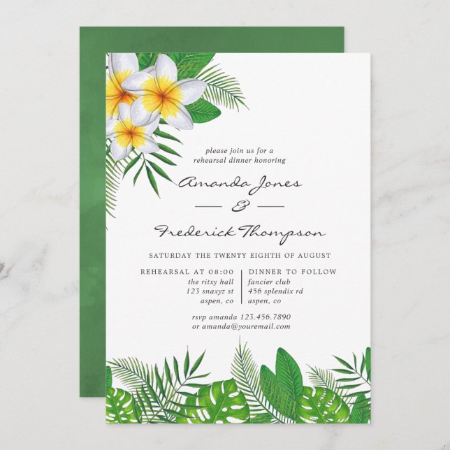 Invitation Aquarelle Hawaiian Aloha Luau Dîner de répétition (Devant / Derrière)