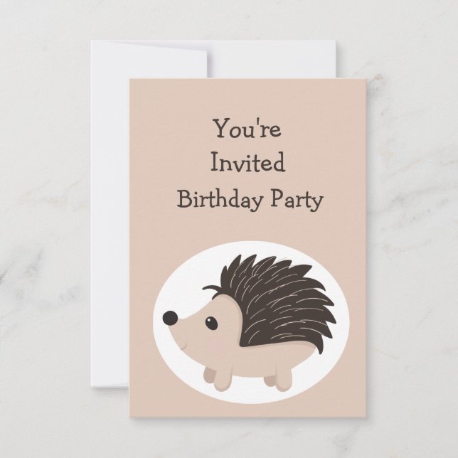 Invitation Aquarelle Hérisson Animal ANNIVERSAIRE Fun PARTY (Devant)