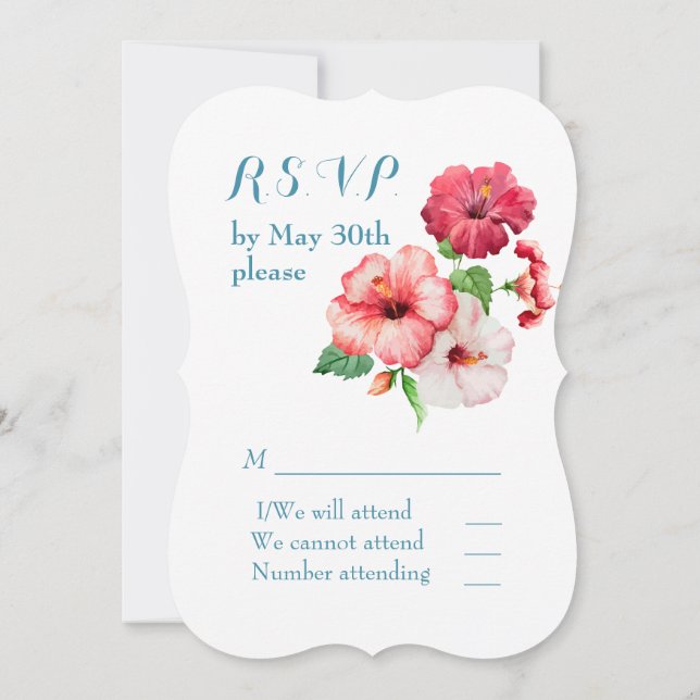 Invitation Aquarelle Hibiscus Tropical Floral RSVP (Dos)