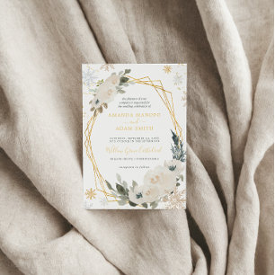 Invitation Aquarelle Hiver Fête de mariage de cadre de neige