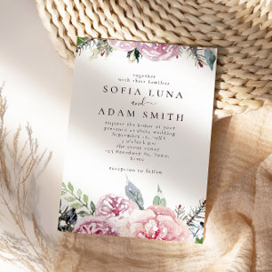 Invitation Aquarelle Hiver Floral Rose Rose fête de mariage