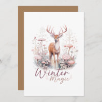 Aquarelle Hiver Magique Cerf