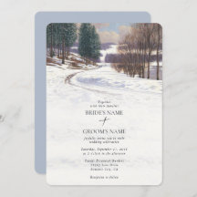 Aquarelle Hiver Mariage paysage neige