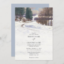 Aquarelle Hiver Mariage paysage neige