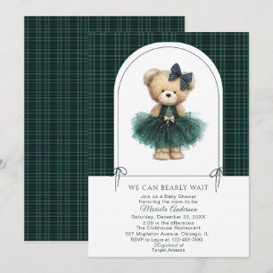 Invitation Aquarelle Hiver Ours en peluche Noël Bébé Show