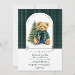 Invitation Aquarelle Hiver Ours en peluche Noël Bébé Show