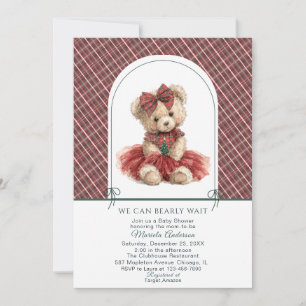 Invitation Aquarelle Hiver Ours en peluche Noël Bébé Show