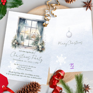 Invitation Aquarelle Hiver Scène Forêt Pin Arbre de Noël