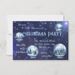 Invitation Aquarelle hiver Snowglobe fête de Noël Personnalis