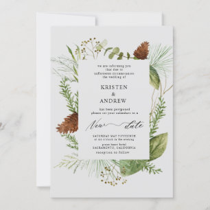 Invitation aquarelle hiver verdure reportée Mariage