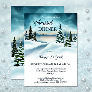 Invitation Aquarelle hiver Wonderland Pine Dîner de répétitio