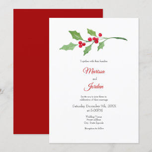 Invitation Aquarelle Holly Sprig