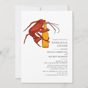 Invitation Aquarelle Homard Fruits de mer Dîner de répétition