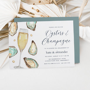 Invitation Aquarelle Huîtres & Champagne