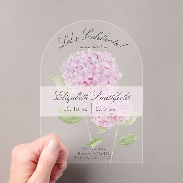 Invitation aquarelle Hydrangea rose (In situ (ordinateur de poche))