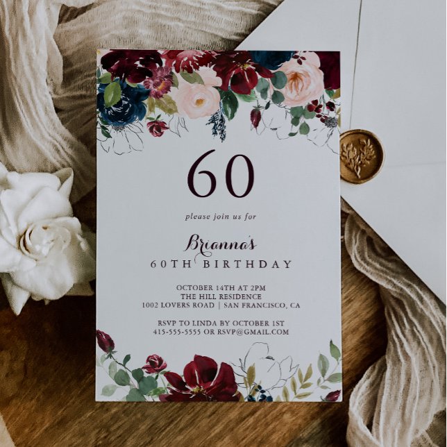 Invitation Aquarelle illustrée Automne 60e fête d'anniversair (Créateur téléchargé)