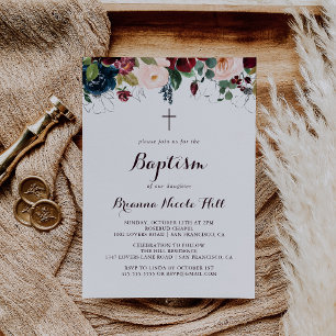 Invitation Aquarelle Illustrée Calligraphie Automne Baptême