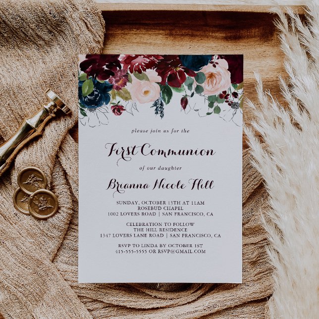 Invitation Aquarelle Illustrée Calligraphie Première communio (Créateur téléchargé)