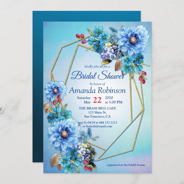 Invitation Aquarelle illustrée Fête des mariées à fleur de lu (Devant / Derrière)