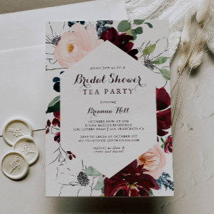 Invitation Aquarelle Illustrée Fête des mariées Tea Party