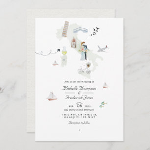 Invitation Aquarelle Italien QR Code Destination Mariage