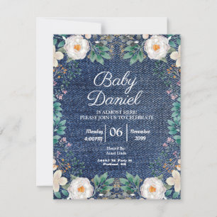Invitation Aquarelle ivoire Floral Vintage Jean Jacket Chic