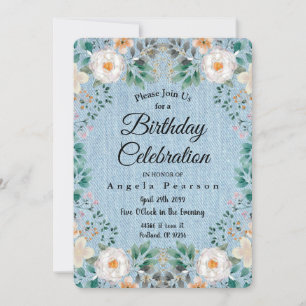 Invitation Aquarelle ivoire Floral Vintage Jean Jacket Chic