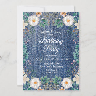 Invitation Aquarelle ivoire Floral Vintage Jean Jacket Chic