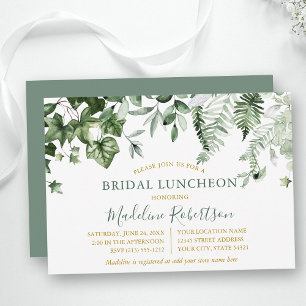 Invitation Aquarelle Ivy Ferns Sage Green Gold Bridal Déjeune