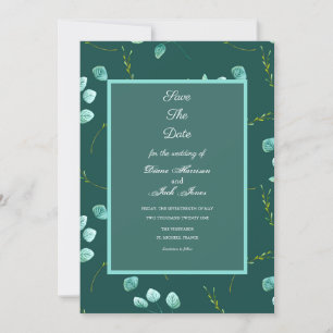 Invitation Aquarelle Jardin Bleu Tige Mariage Enregistrer La